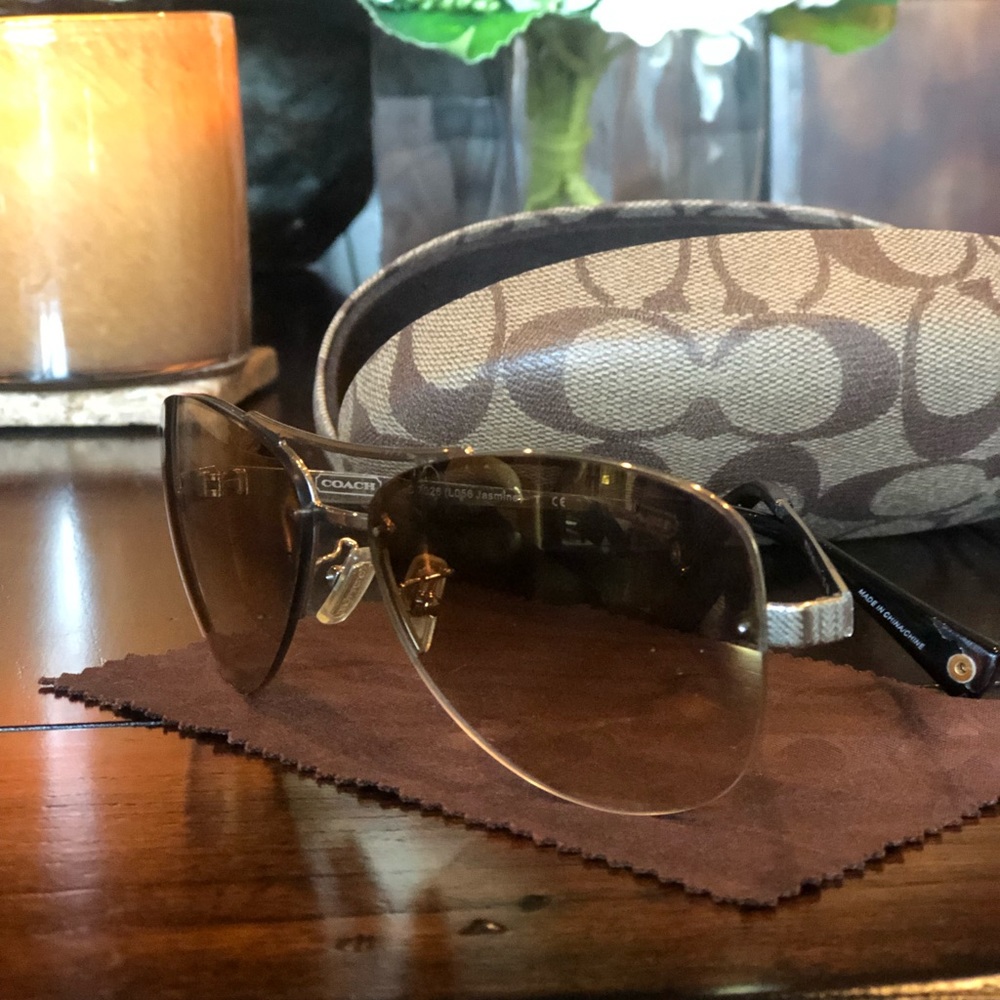 Coach Brown & Gold Aviator Sunglasses